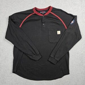 Bocomal Men's XL Black Henley Flame Resistant FR Workwear Long Sleeve Shirt CAT2